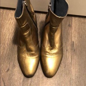 Topshop Bronze Metallic Leather Ankle Boots